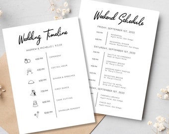 Wedding Day Timeline Template, Editable Wedding Timeline Template, Wedding Weekend Timeline Schedule, Wedding Program Template Download