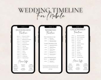 Mobile Wedding Day Timeline Template Editable Wedding Timeline Reception Timeline Wedding Weekend Timeline Bridal Party Timeline Wedding