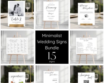 Wedding Signs Bundle Minimalist Wedding Signage Bundle Wedding Sign Bundle Signature Drink Sign Wedding Crossword Wedding Table Numbers