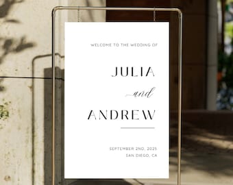 Signo de bienvenida de boda minimalista, boda de signo de bienvenida editable, señalización de boda, signo de boda de bienvenida signos de boda gran signo de entrada de boda