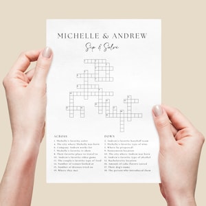 Custom Wedding Crossword Puzzle Template, Personalized Sip and Solve Bridal Shower Crossword, Wedding Puzzle Crossword Wedding Table Games