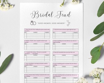 Bridal Feud Game, Editable Bridal Family Feud Game, Bridal Shower Feud, Bridal Shower Games, Bachelorette Party Games, Couples Shower Games