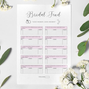 Bridal Feud Game, Editable Bridal Family Feud Game, Bridal Shower Feud, Bridal Shower Games, Bachelorette Party Games, Couples Shower Games