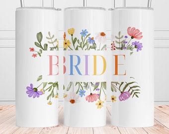 Blumen Braut Geschenk Tumbler Wrap 20 Unze Skinny Tumbler Sublimation Design, Hochzeitsgeschenk für Braut Tumbler Wrap, digitaler Download PNG Instant