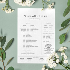 Day of Wedding Timeline Schedule Editable Wedding Day Template Wedding Party Timeline Bridal Party Schedule Download Wedding Day Timeline