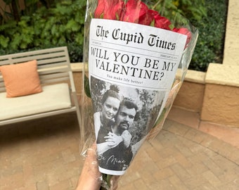 Custom Valentines Day Newspaper Template Canva Valentines Newspaper Will You Be My Valentines Day Gift Newspaper Cupid Valentine Newspaper