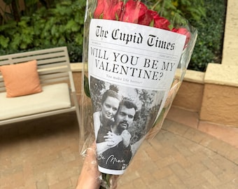 Custom Valentines Day Newspaper Template Canva Valentines Newspaper Will You Be My Valentines Day Gift Newspaper Cupid Valentine Newspaper