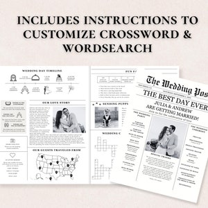 Newspaper Wedding Program Template Editable Wedding Newspaper Program