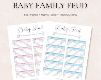 Juego de Baby Family Feud Juego de Baby Shower Family Feud Baby Shower Feud Juego de Baby Feud Plantilla de Baby Shower Family Feud Juegos de Baby Shower Canva