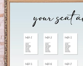 Seating Chart Cards Printable Wedding Table Numbers Seating Chart Wedding Signage Seating Chart Template Editable Table Seating Chart Number
