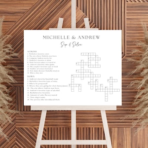 Custom Wedding Crossword Puzzle Template, Personalized Sip and Solve Bridal Shower Crossword, Wedding Puzzle Giant Crossword Large Crossword