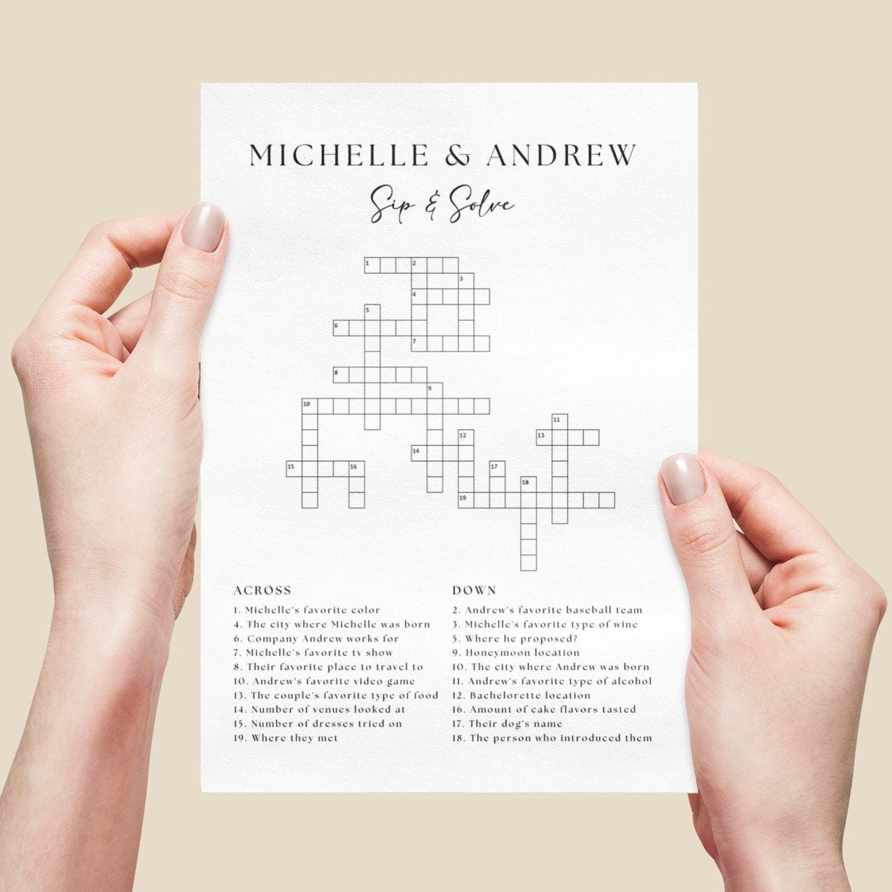 Custom Wedding Crossword Puzzle Template, Personalized Sip and Solve Bridal Shower Crossword, Wedding Puzzle Crossword Wedding Table Games - Etsy custom-wedding-crossword-puzzle-template-personalized-sip-and-solve-bridal-shower-crossword-wedding-puzzle-crossword-wedding-table-games-etsy