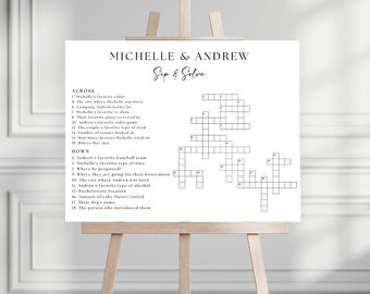 Personalized Wedding Crossword, Custom Sip and Solve, Bridal Shower Crossword Wedding Puzzle, Cocktail Games Giant Crossword Large Crossword