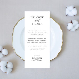 Cartões de casamento, modelo de cartão de agradecimento minimalista, cartão de boas-vindas de casamento, modelo de agradecimento de mesa de casamento, nota de guardanapo de agradecimento