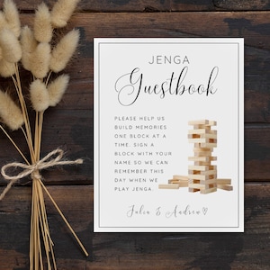 Wedding Jenga, Guest Book, Wedding Guest Book, Jenga Guestbook, Sign, Wedding Sign, Printable Sign, Unique Guestbook, Jenga Sign For Wedding