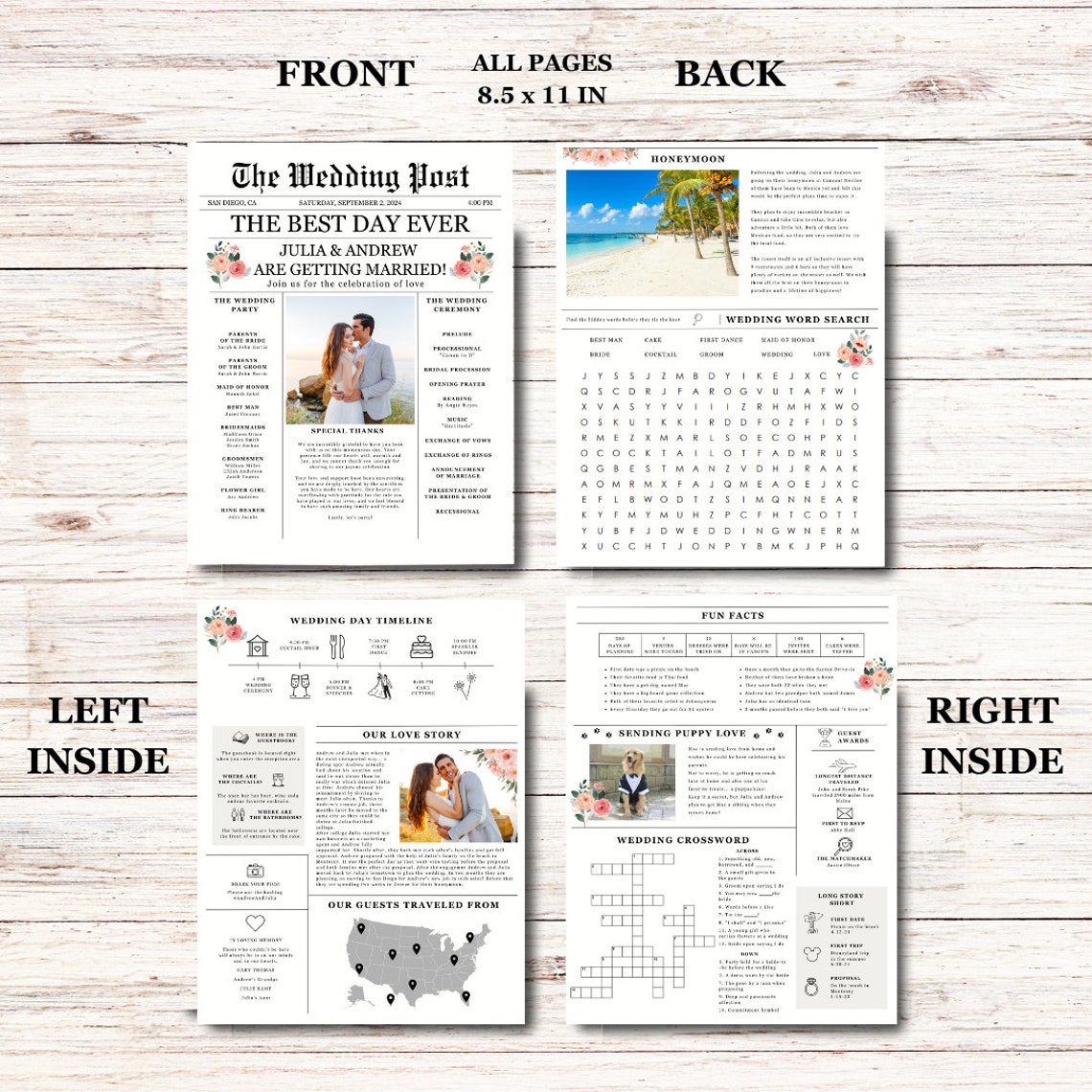 Newspaper Wedding Program Template Editable Wedding Newspaper Etsy Newspaper Wedding Program Template Editable Wedding Newspaper Etsy