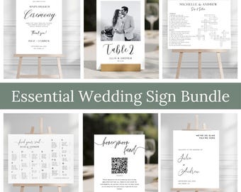 Letreros imprescindibles para bodas: Paquete de letreros, números de mesa, plano de asientos, crucigrama de bodas, bienvenida, ceremonia sin dispositivos electrónicos, paquete de letreros de boda, letrero de bienvenida
