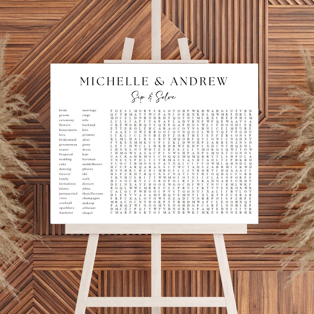 Personalized Wedding Word Search Template Wedding Game Custom Etsy