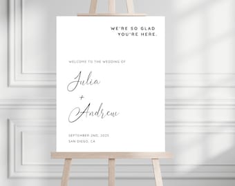 Wedding Welcome Sign Poster Board, Minimalist Wedding Signage, Welcome Wedding Sign, Printed Wedding Signs, Large Wedding Entry Sign Wedding