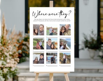Where Were They Game Bridal Shower Poster, Engagement Party Games, Couples Shower Games, Wedding Shower Games, Bridal Shower Game Sign