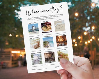 Where Were They Game Bridal Shower Games, Engagement Party Games, Couples Shower Games, Wedding Shower Games, Bridal Shower Game Template