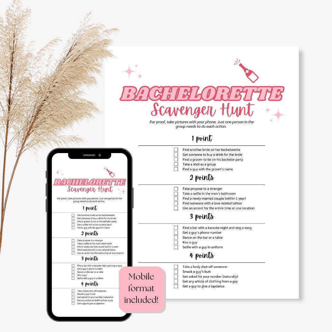 Bachelorette Scavenger Hunt Template Bachelorette Party Games