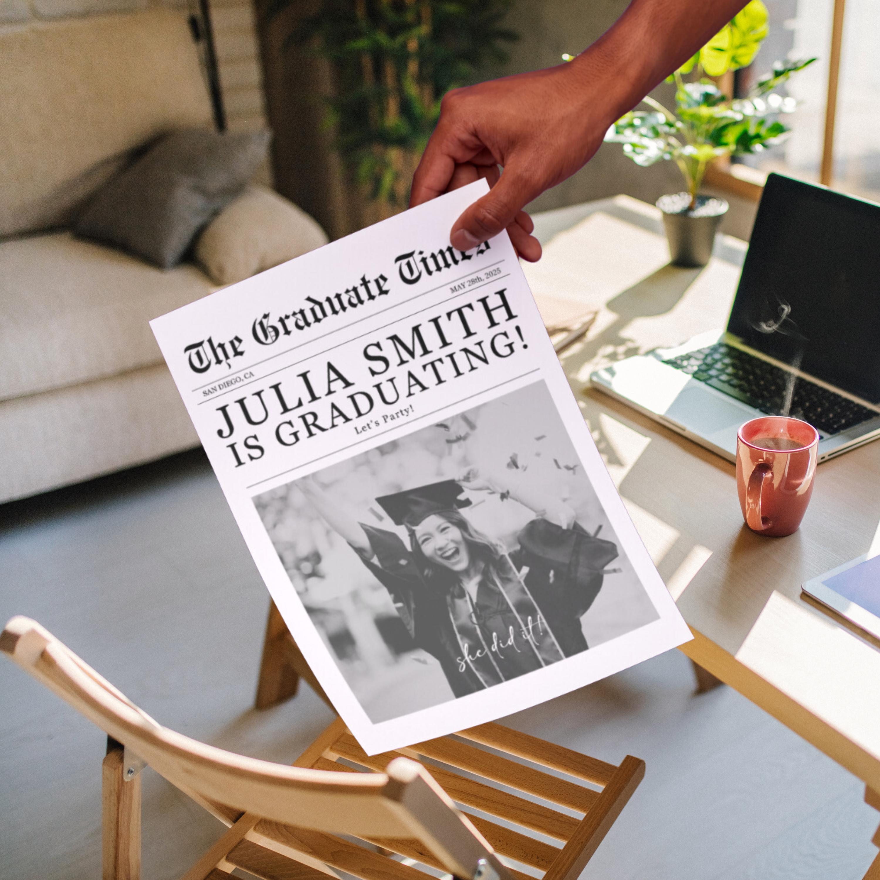 Graduation Newspaper Template Graduation Gifts Graduation Party ...