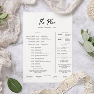 Wedding Party Timeline Printable Template Wedding Day Schedule Minimalist Details Bridal Party Itinerary Schedule for Wedding Day