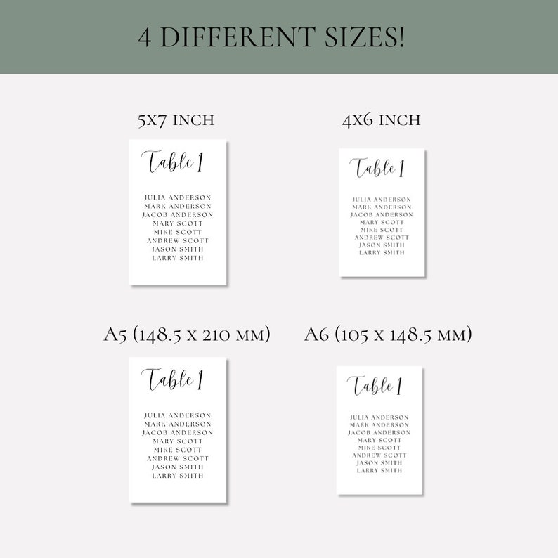 Seating Chart Wedding Table Numbers Seating Chart Cards Printable Table ...