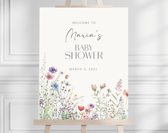 Wildflower Baby Shower Welcome Sign Template, Floral Boho Welcome Sign, Baby In Bloom Baby Shower Signage, Baby In Bloom Welcome Sign