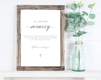 In Loving Memory Sign Template Memory Table Sign Forever In Our Hearts Wedding Memorial Sign In Loving Memory Wedding Sign Wedding Signs