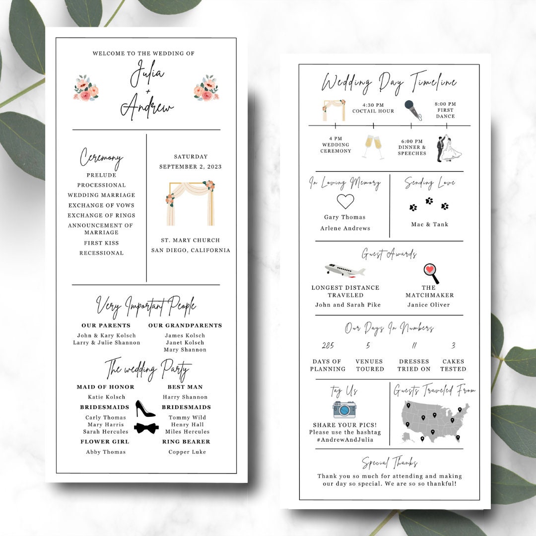 Wedding Program Template Wedding Day Timeline Editable Floral wedding-program-template-wedding-day-timeline-editable-floral
