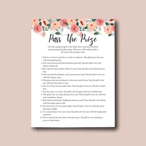 Pass The Prize Bridal Shower, Pass The Gift Game, Bridal Shower Games, Pass The Poem Bachelorette Games, Rhyme Game Bridal Shower Game Prize