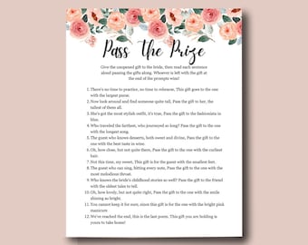 Pass The Prize Bridal Shower, Pass The Gift Game, Bridal Shower Games, Pass The Poem Bachelorette Games, Rhyme Game Bridal Shower Game Prize