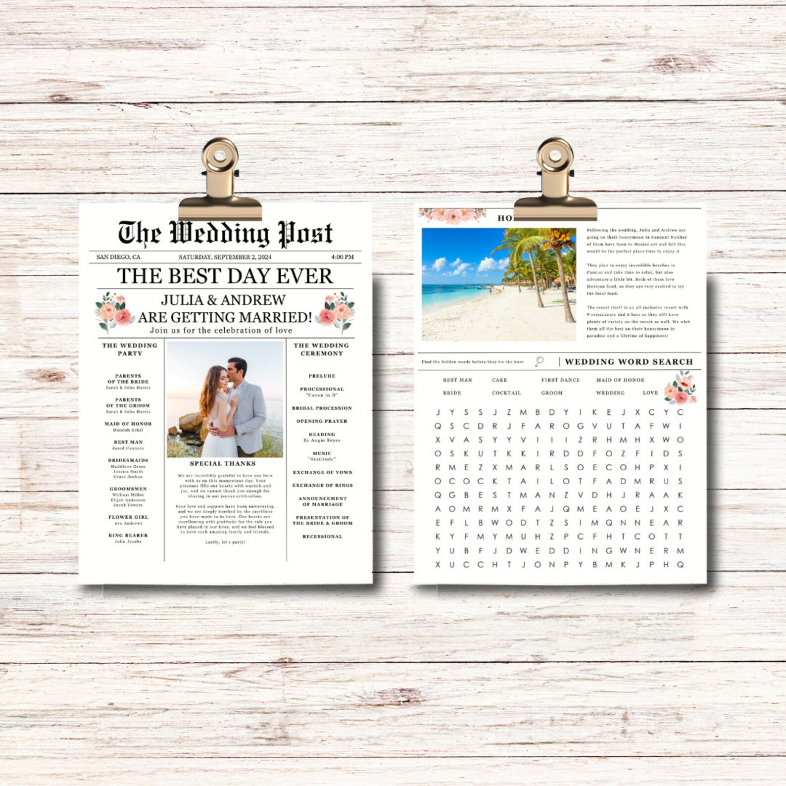 Newspaper Wedding Program Template Editable Wedding Newspaper Etsy Newspaper Wedding Program Template Editable Wedding Newspaper Etsy