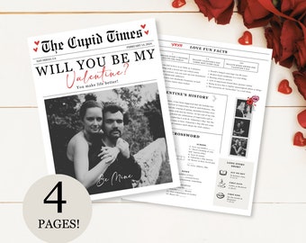 Valentines Newspaper Template Canva Valentines Day Newspaper Template Valentines Day Gift Will You Be My Valentine Cupid Valentine Newspaper