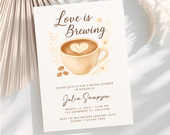 Love Is Brewing Invitation Template, Love Is Brewing Bridal Shower, Coffee Bridal Shower Invitation, Coffee Themed Bridal Shower Invite