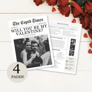 Valentines Newspaper Template Canva Valentines Day Newspaper Template Valentines Day Gift Will You Be My Valentine Cupid Valentine Newspaper