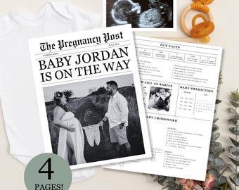 Baby Newspaper Announcement Template, Pregnancy Announcement Newspaper Baby Coming Soon Newspaper Pregnancy Announcement Gender Reveal Ideas