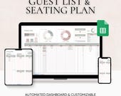 Guest List and Seating Plan Tracker, Wedding Seating Chart Wedding Checklist Spreadsheet Google Sheets Planner Wedding Guest List Template