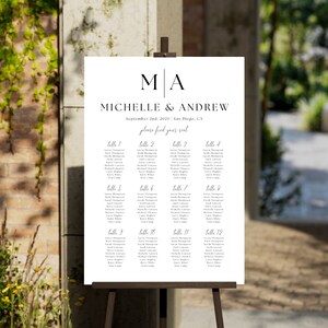 Hochzeit Sitzplan Vorlage, Monogramm Hochzeit Sitzplan Zeichen, Hochzeit Sitzplan Brett, große Sitzplan, Hochzeit Tischnummern