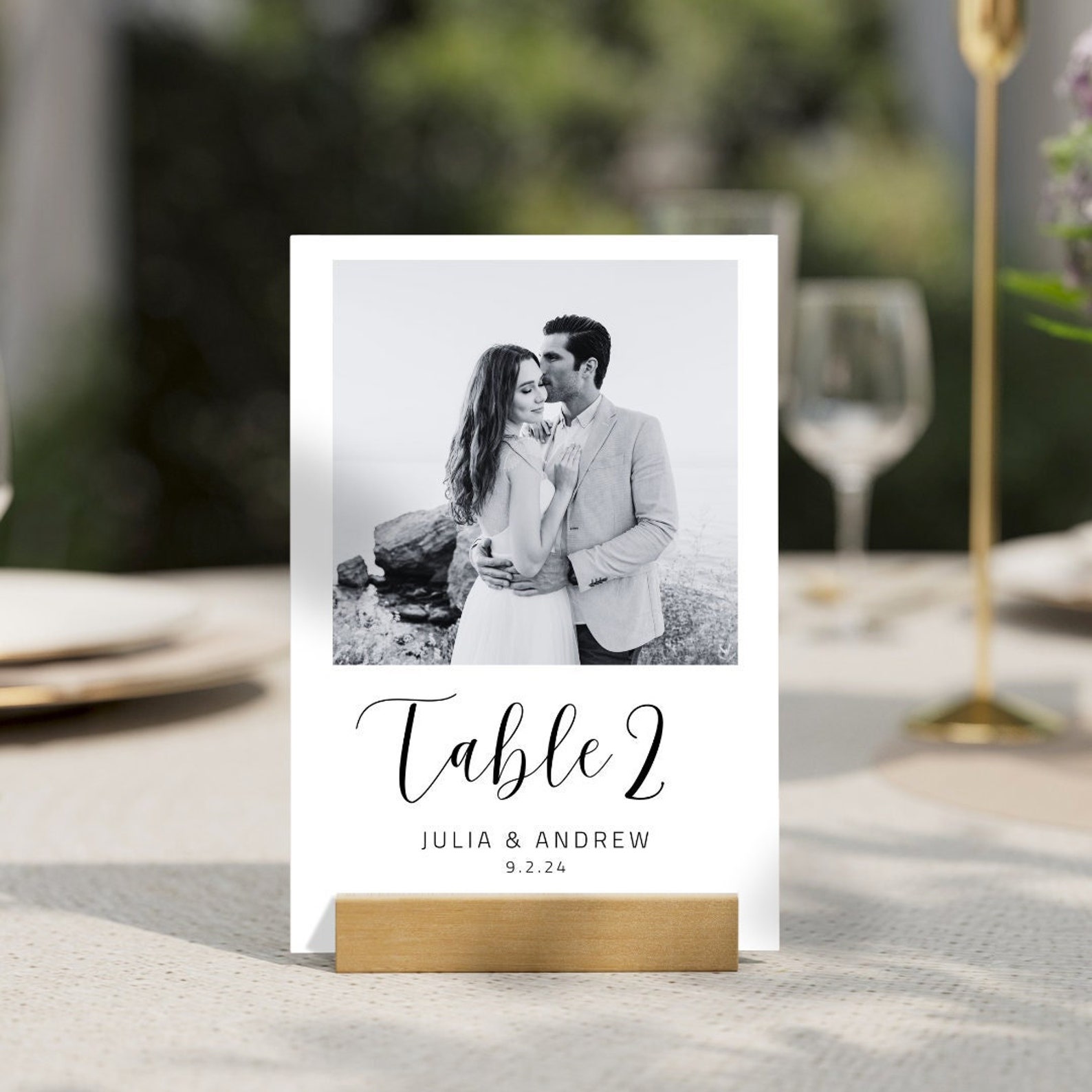 Wedding Table Numbers, Printable Photo Table Numbers, Editable Table