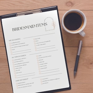 Wedding Bridesmaid Checklist, Printable Wedding Checklist Template ...