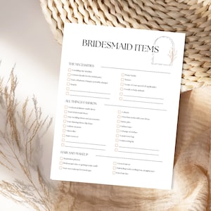 Wedding Bridesmaid Checklist, Printable Wedding Checklist Template ...