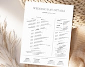 Wedding Day Timeline Template, Editable Wedding Timeline, Reception Timeline, Wedding Weekend Timeline, Bridal Party Timeline Wedding Agenda