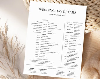 Wedding Day Timeline Template, Editable Wedding Timeline, Reception Timeline, Wedding Weekend Timeline, Bridal Party Timeline Wedding Agenda