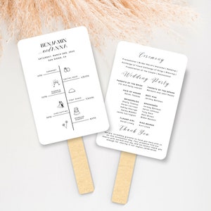Minimalist Wedding Program Fan Template, Editable Wedding Program Double Sided Fan, Modern Ceremony Program, Wedding Programs, Wedding Party