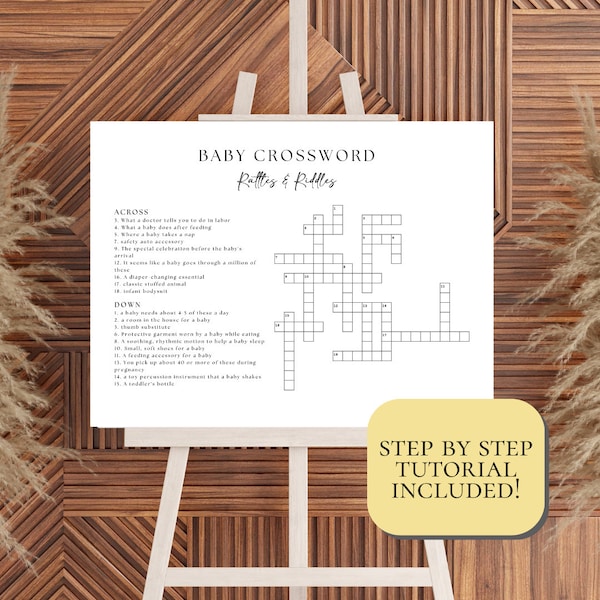 Baby Shower Crossword Puzzle Template Personalized Rattles and Riddles Baby Crossword Fun Baby Shower Games Giant Crossword Large Crossword