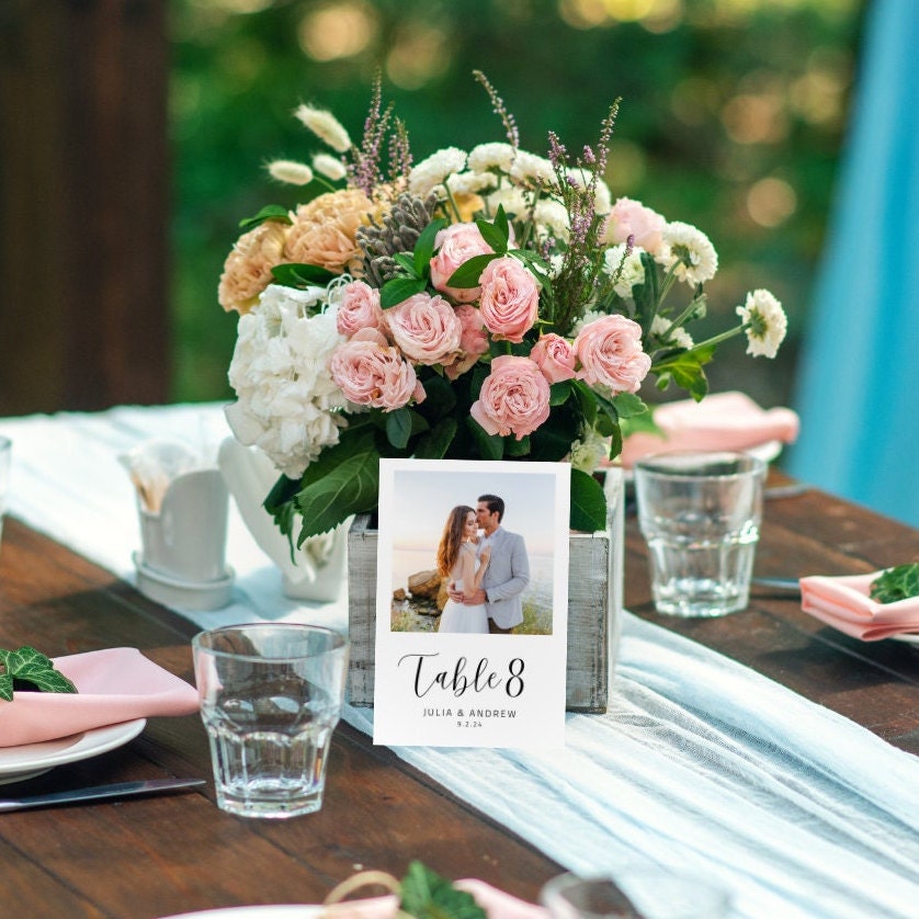 Wedding Table Numbers Printable Photo Table Numbers Editable - Etsy