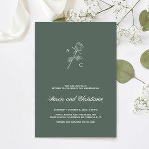 Minimalistische Hochzeitseinladung Vorlage, bearbeitbare Hochzeit einladen, moderne druckbare, sofortiger Download, Salbei grün und weiß